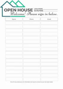 printable open house sign in sheet