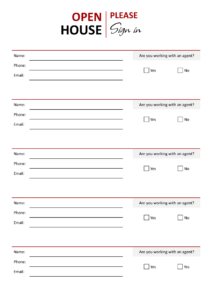 real estate sign up sheet