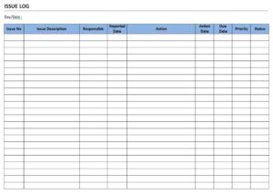 risk and issue log template