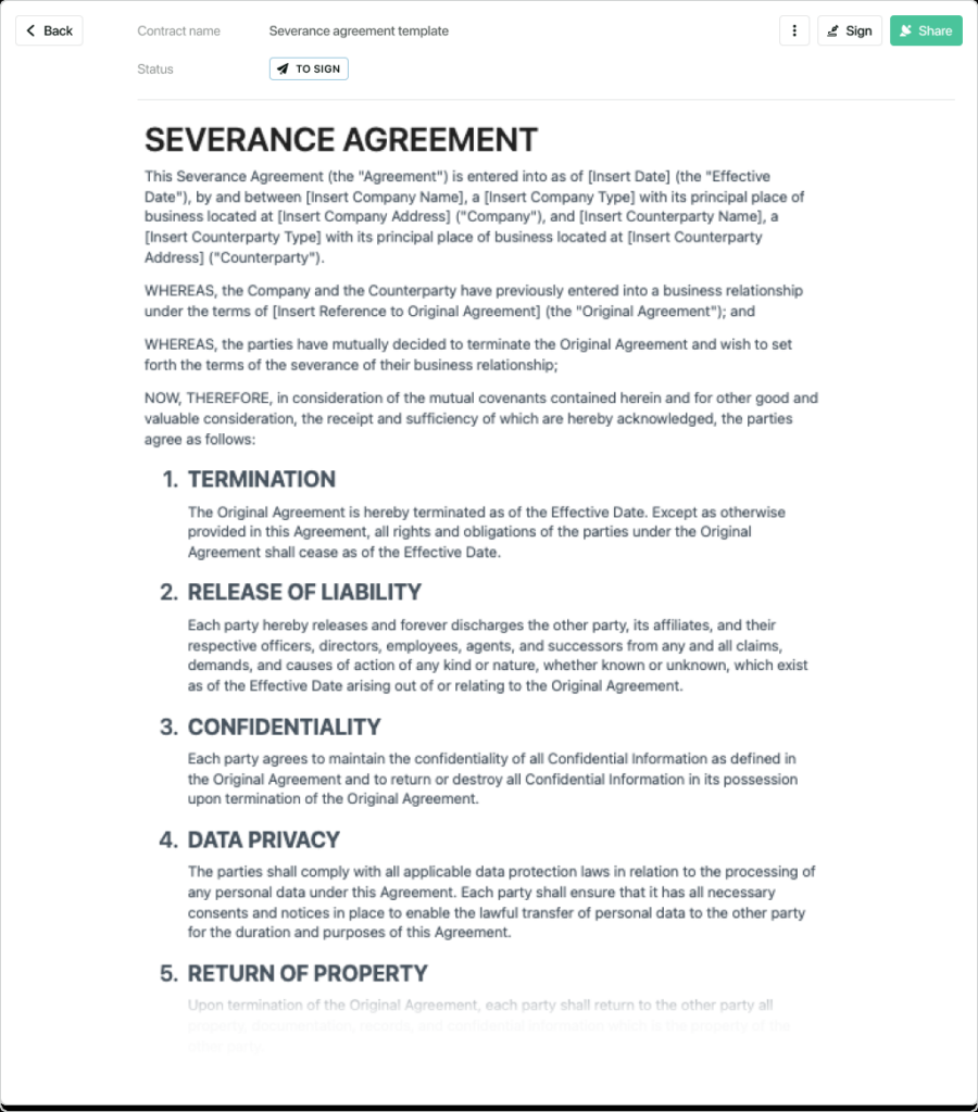 Severance template free to use Bogiolo