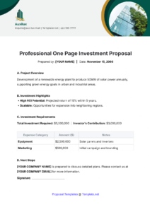 simple investment proposal template