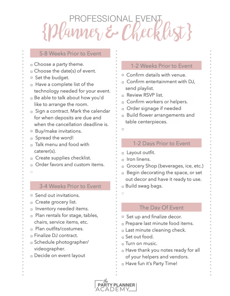  Event Plan Checklist Template