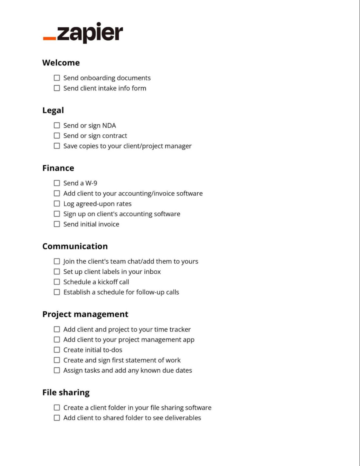 The -step client onboarding checklist (with template) Zapier | Bogiolo