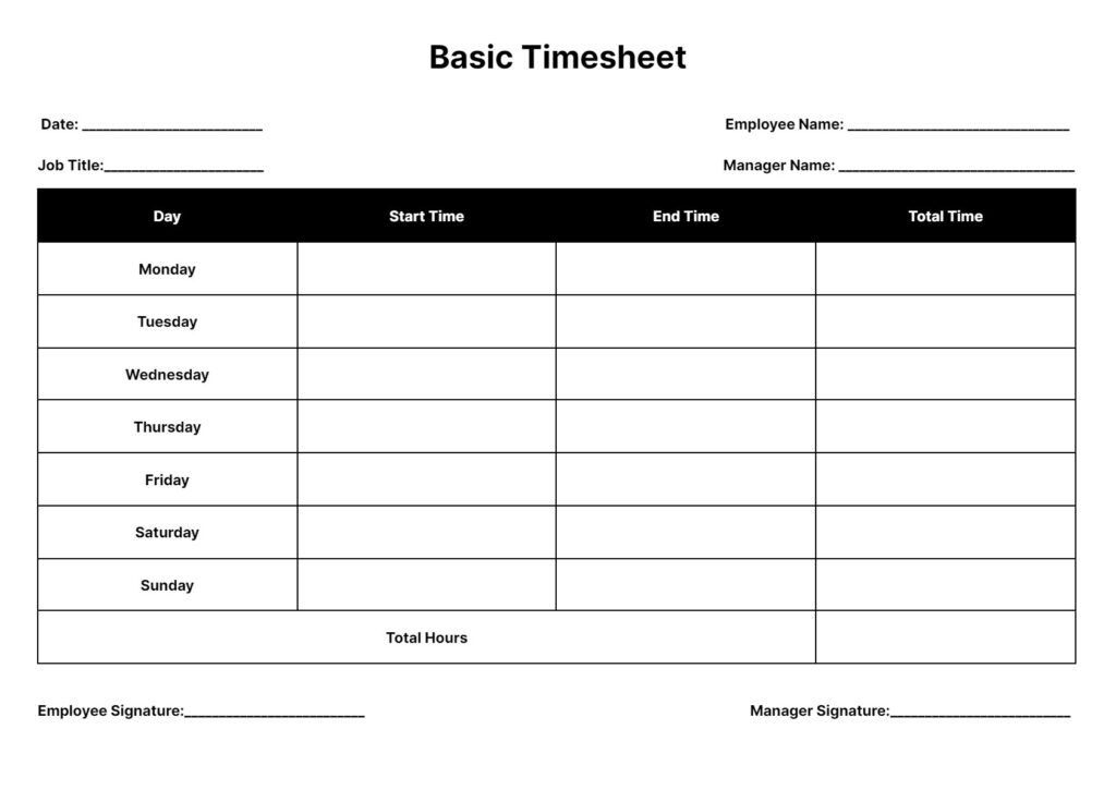 Timesheet Templates: Download &amp; Print for Free! | Bogiolo