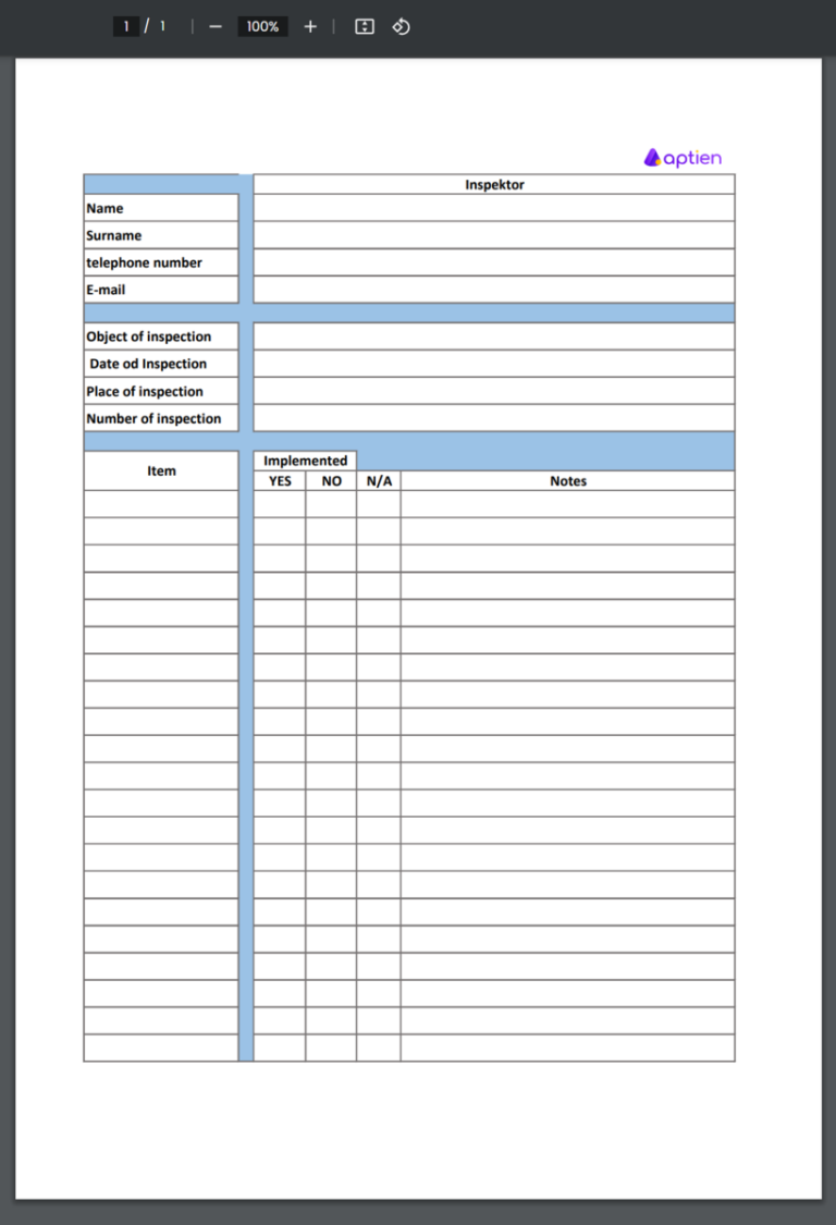 What is inspection checklist Asset & Facility Management Aptien | Bogiolo