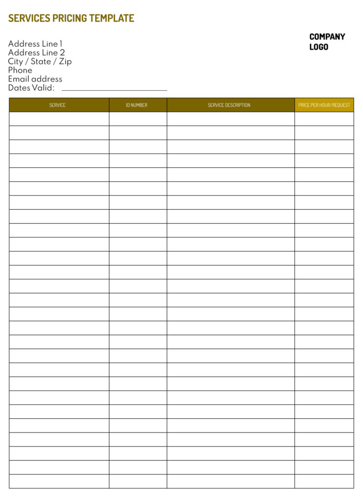 Wholesale Price List Free Google Docs Template – gdoc | Bogiolo
